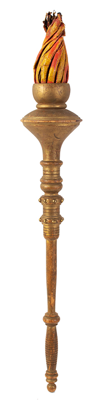 Odd Fellows Torch Staff, Carved & Painted
America, circa 1875, entire view